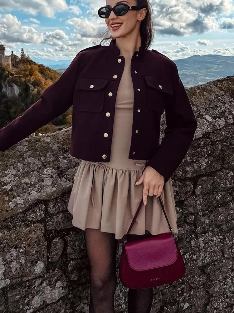 Women's Cropped Jacket with Gold-Tone Buttons LILLY