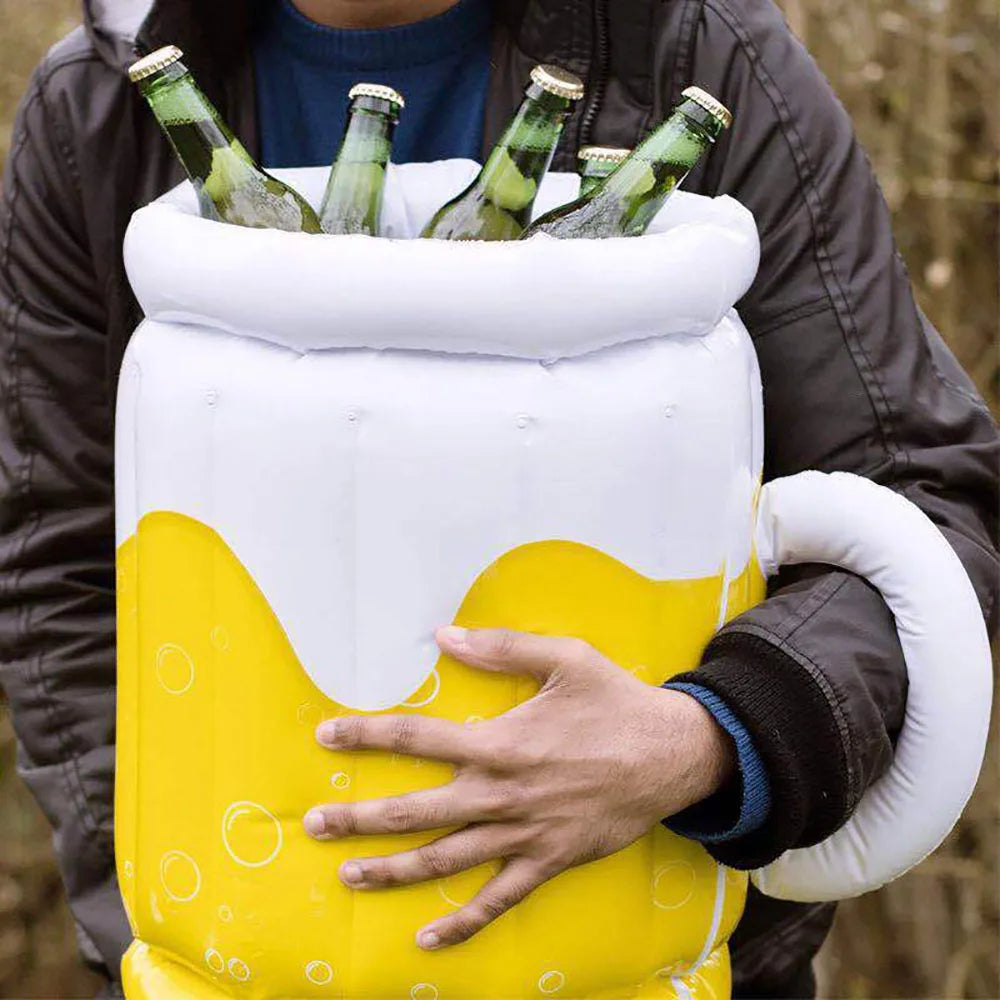 Inflatable Beer Shape Ice Bucket Drink Coolers Beach Water Home Bar Party Summer Pool Party Swimming Pool Drink Cooling Barrel