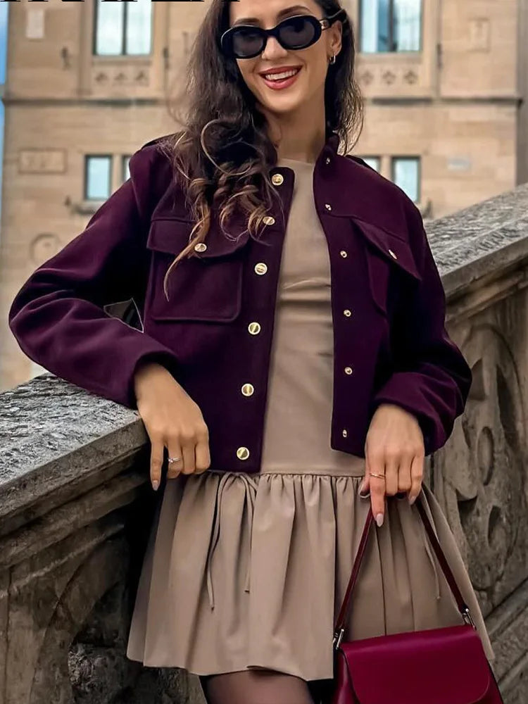 Women's Cropped Jacket with Gold-Tone Buttons LILLY