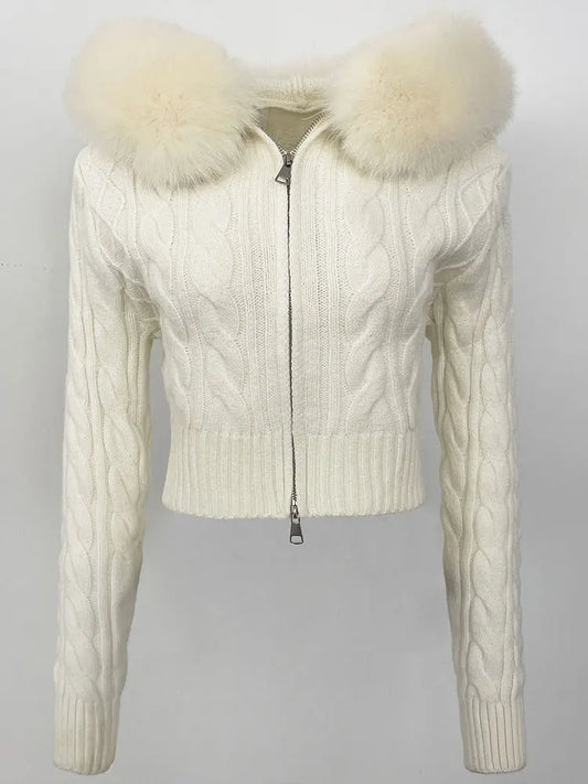 VIOLET FUR CARDIGAN Full beige One Size