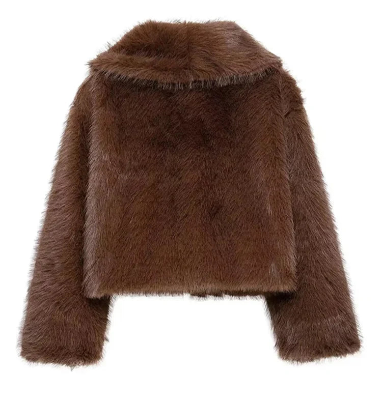 Ayla | Cropped Faux Fur Jacket with Wide Collar