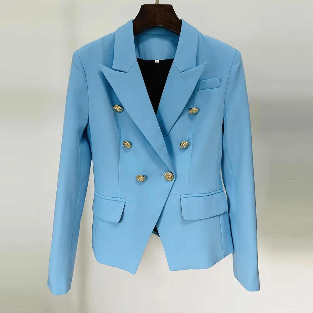 Saashi Classic Designer Blazer - High Street, Slim Fitting, Metal Lion Buttons