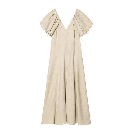 MIRELA PUFF SLEEVE MIDI DRESS