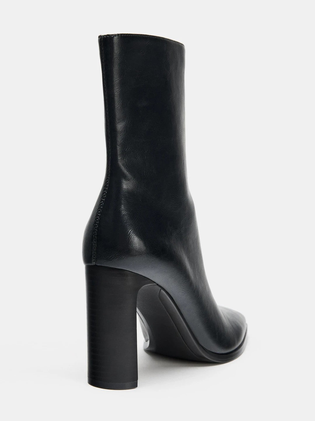 Belfast | Black Faux Leather Square Toe Ankle Boots