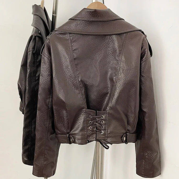 FALEN FAUX LEATHER LACE UP JACKET