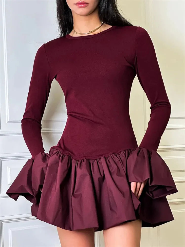 GOCI RUFFLED MINI DRESS