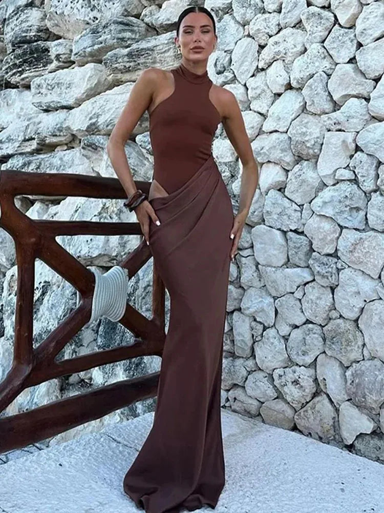 SOLENIE SATIN MAXI DRESS