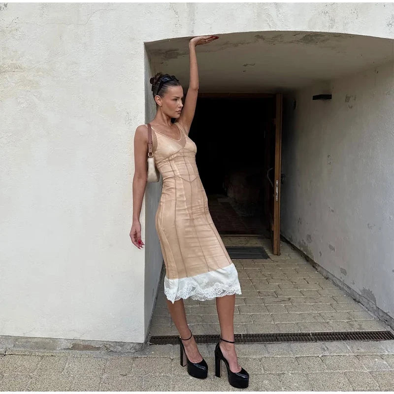LEAH MESH MIDI DRESS