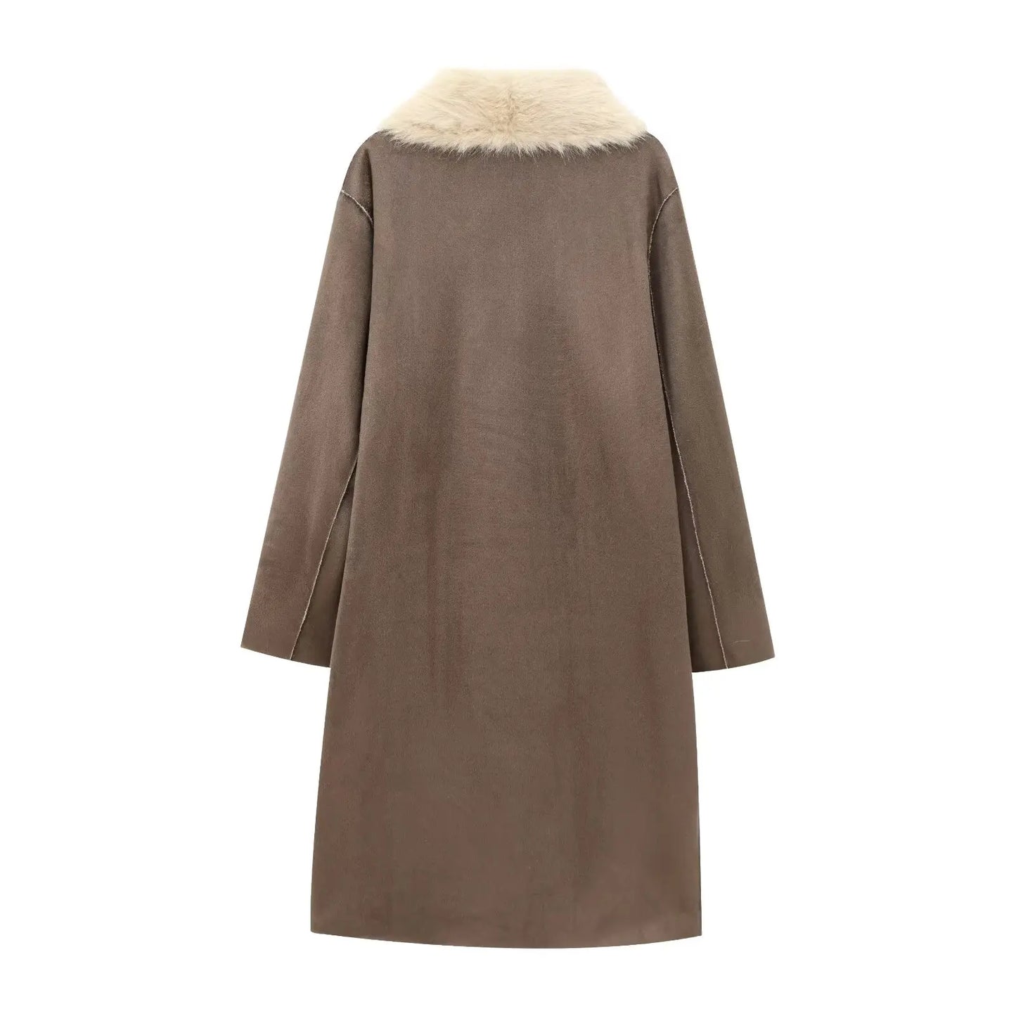 Sienna | Long Faux Fur Lapel Coat
