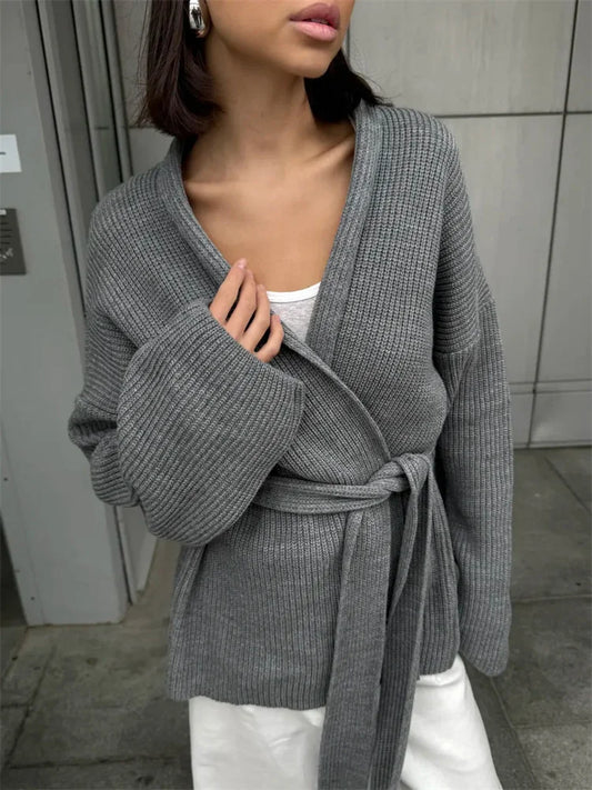 BELLA KNITTED CARDIGAN Gray One Size