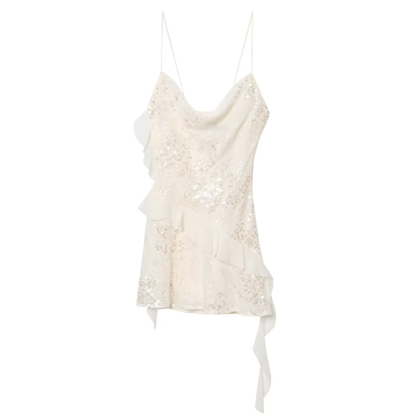 LELI SEQUIN RUFFLE MINI DRESS