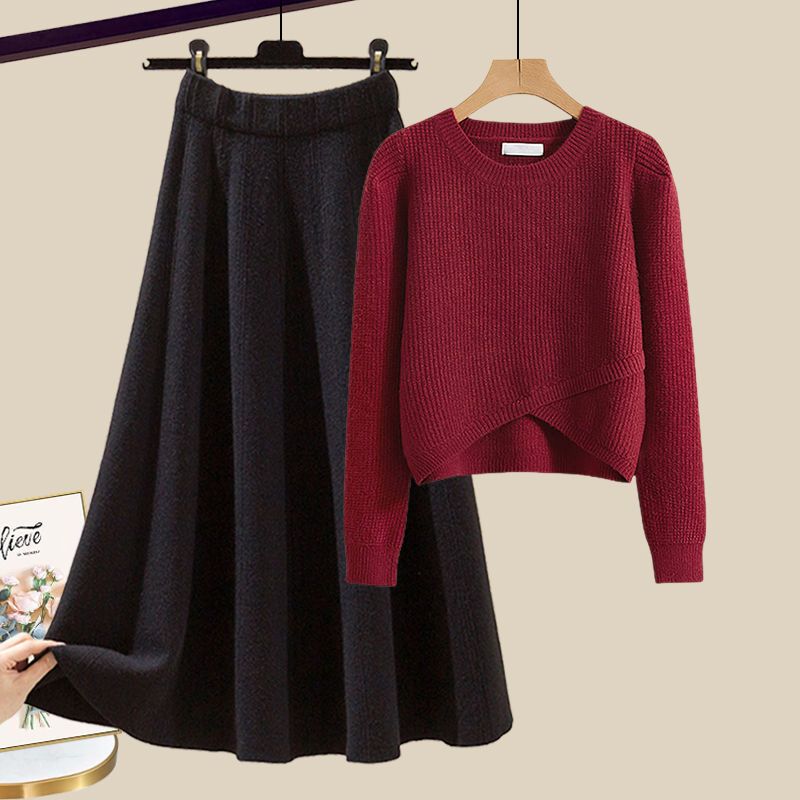 Anne | Stilvolles Lounge-Set aus Strickpullover und Rock
