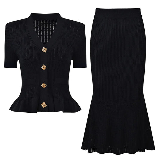 MIONA KNIT CO ORD SET Black