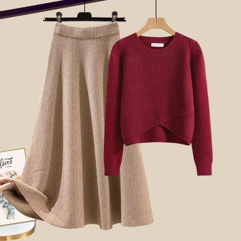 Anne | Stilvolles Lounge-Set aus Strickpullover und Rock