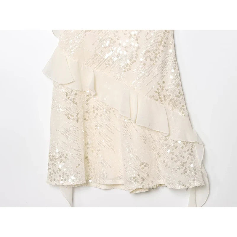 LELI SEQUIN RUFFLE MINI DRESS