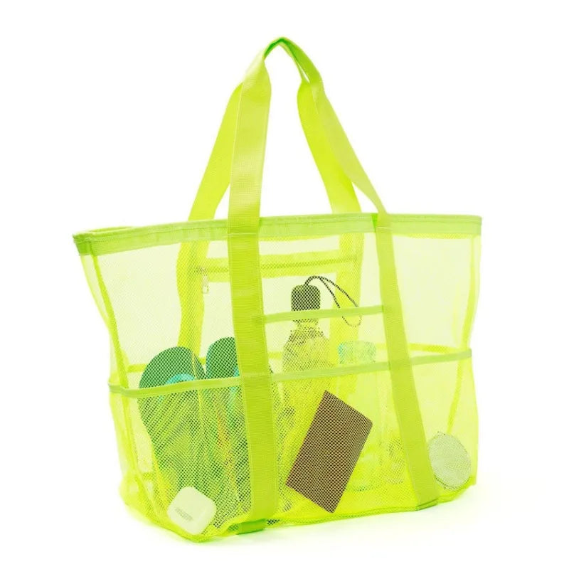 Picnic Beach Bag Women Mesh Transparent Swim Storage High Capacity Shopping Bags Tote Green L