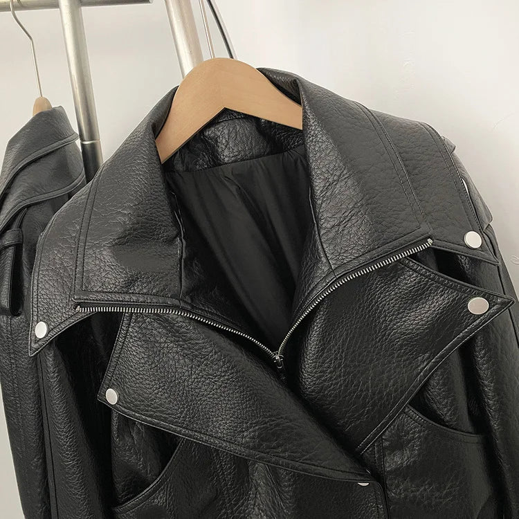 FALEN FAUX LEATHER LACE UP JACKET