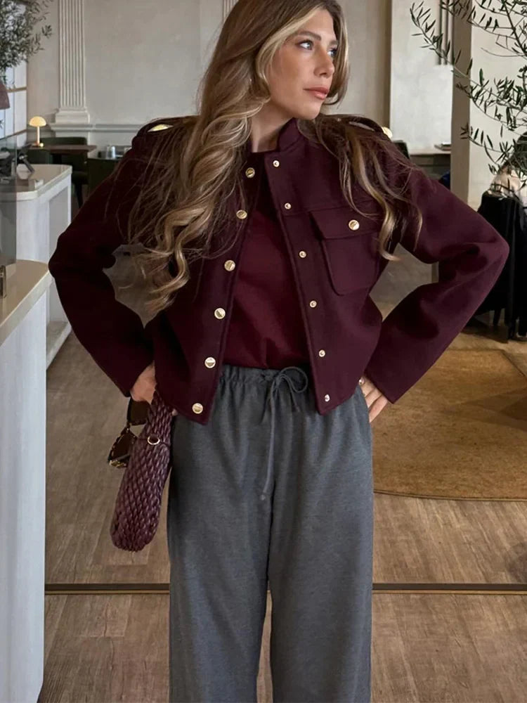 Women's Cropped Jacket with Gold-Tone Buttons LILLY