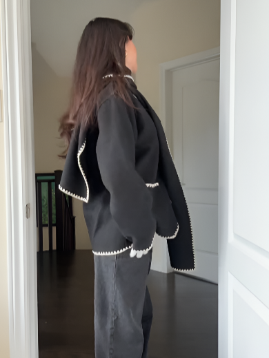 Nellie | Cape Coat with Contrast Trim