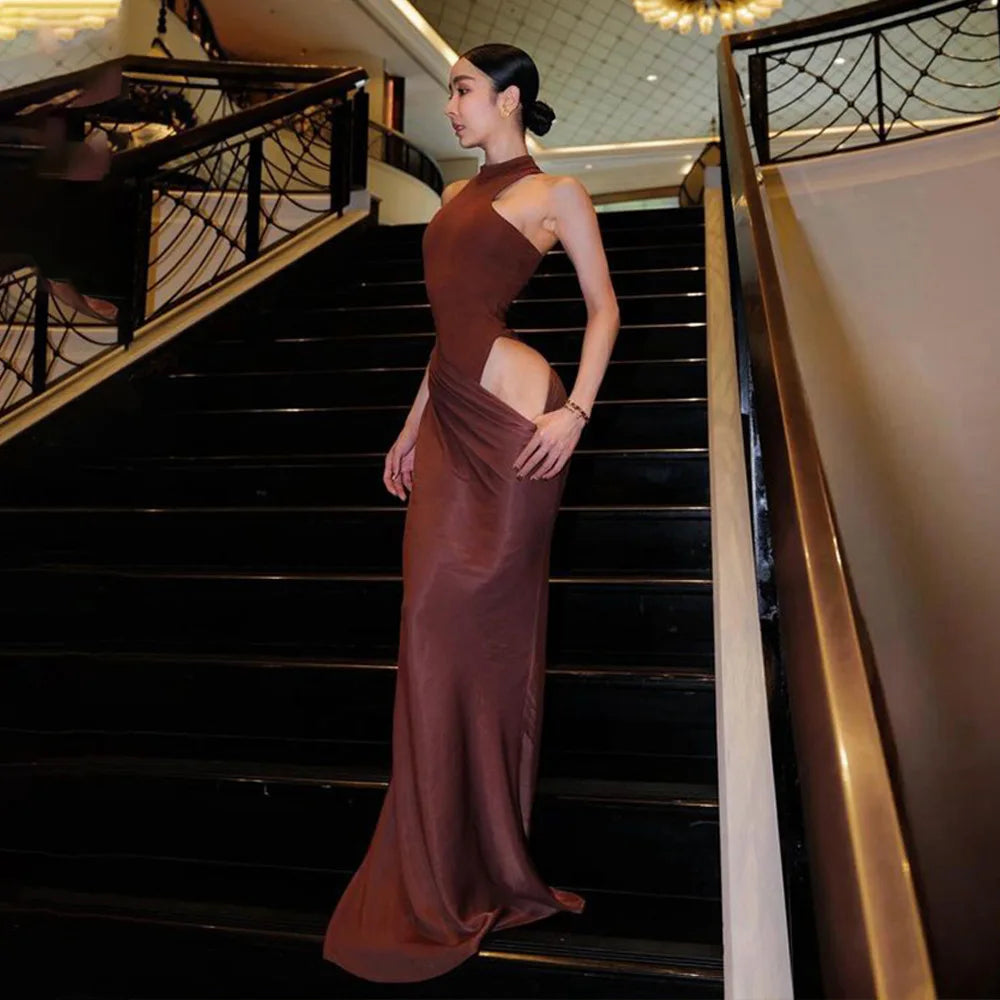 SOLENIE SATIN MAXI DRESS