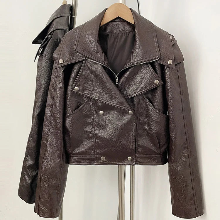 FALEN FAUX LEATHER LACE UP JACKET