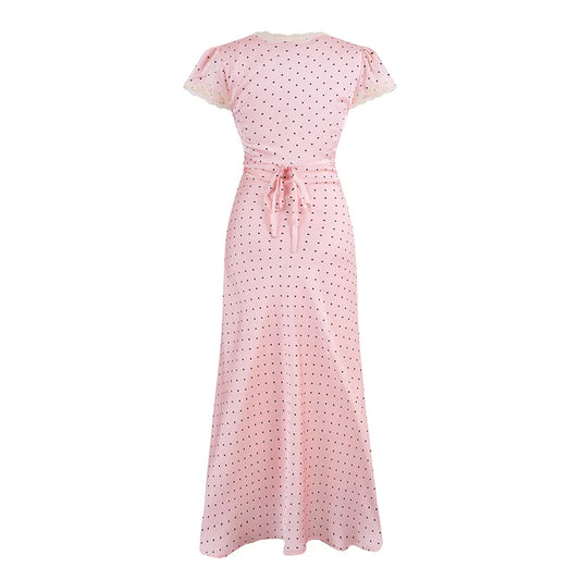 CHARIS POLKA DOT MIDI DRESS PINK
