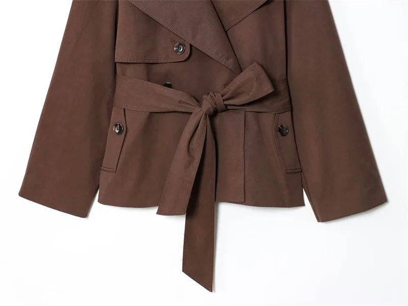 Alicent | Belted Double-Breasted Short Coat