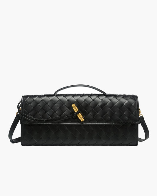 Alba | Woven Structured Shoulder Bag Black