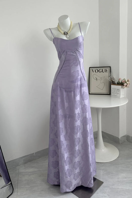 Floral Tie-Back Maxi Dress - Purple