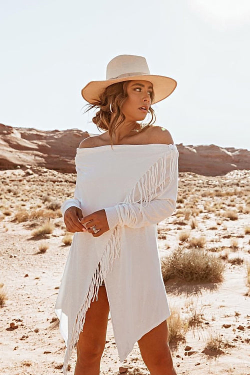 Freethinker Cream Tassel Up Knit Cardiagn - 3 Colors White