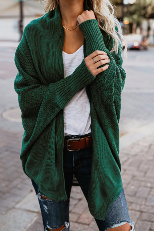 Cozy Cutie Bat-wing Sleeve Sweater Cardigan One Size Green