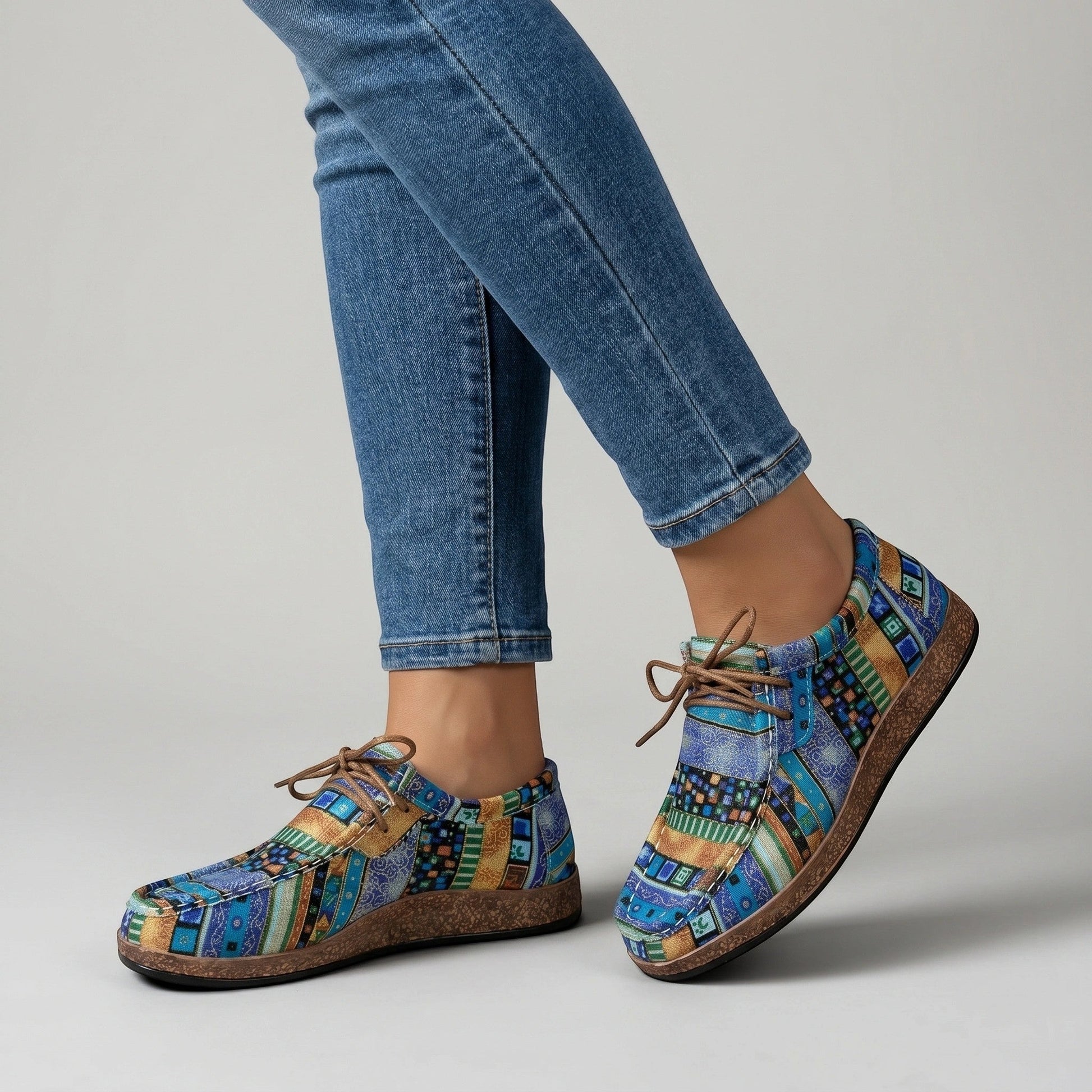 Isabella — Colorful Wedge Sandals With Bohemian Comfort Footwear Design blue