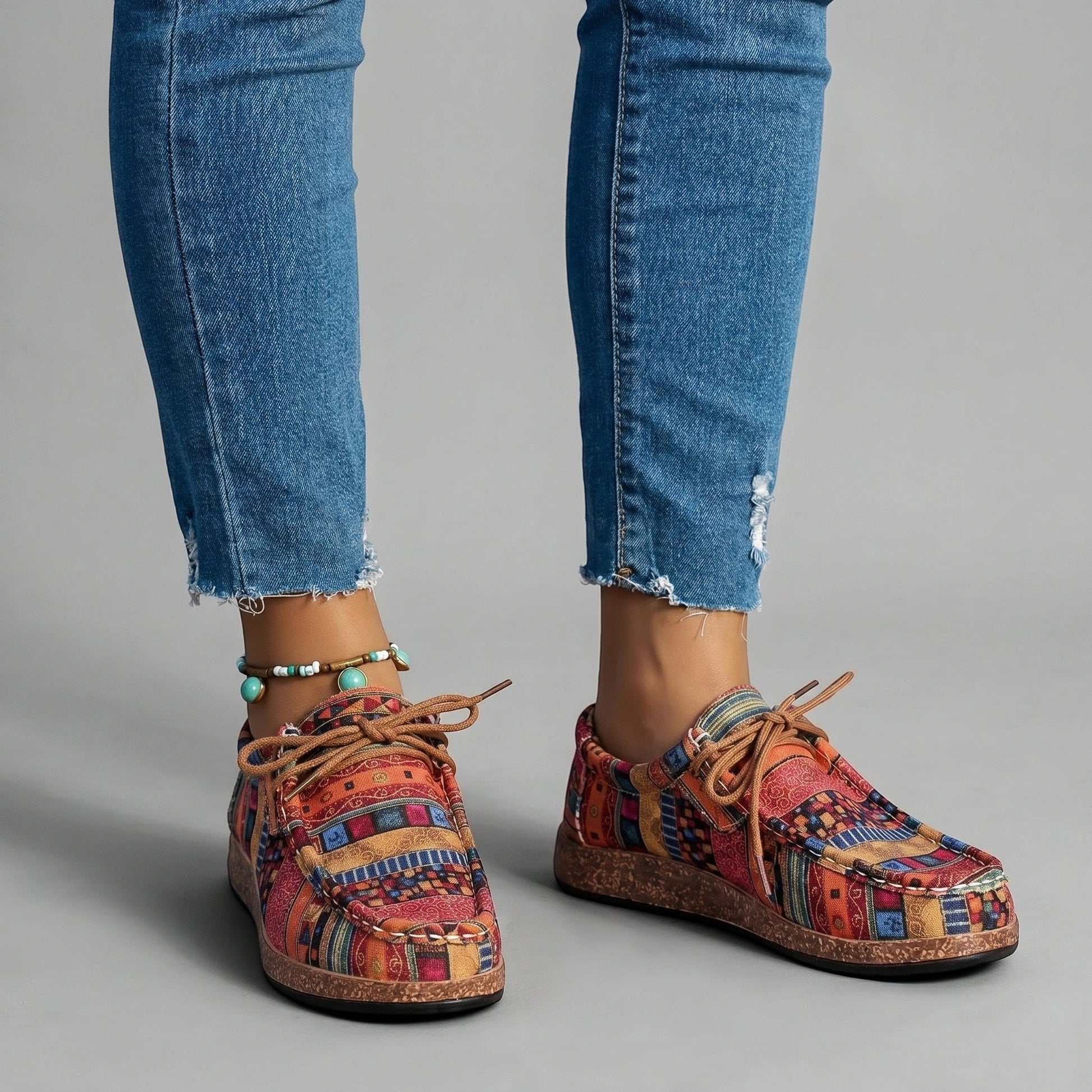 Isabella — Colorful Wedge Sandals With Bohemian Comfort Footwear Design red