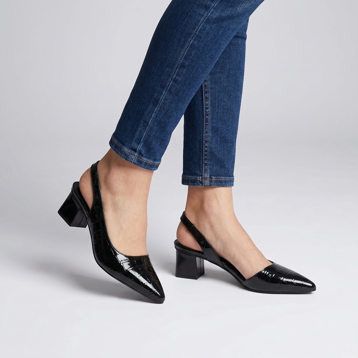 Victoria — Comfortable Slingback Heels With Elegant Pointed Toe Orthopaedic Design Black