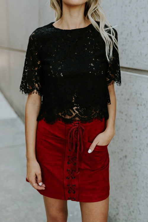 Marry Me Lace Short Sleeve Top - 3 Colors Black