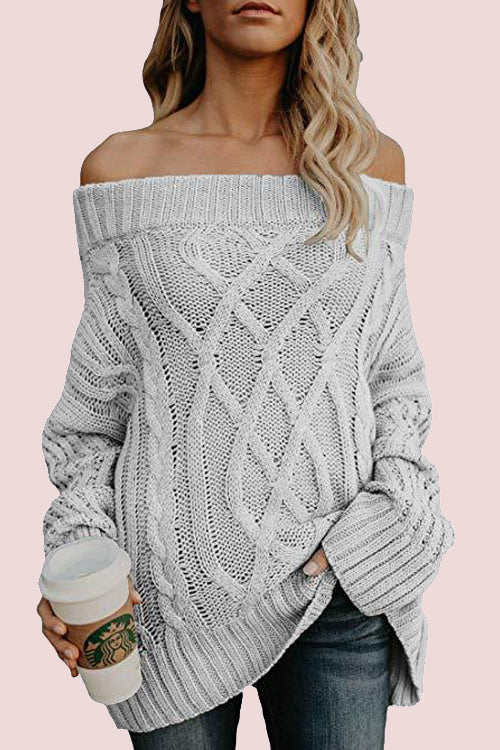 Carmichael Off the Shoulder Knit Sweater - 3 Colors Grey