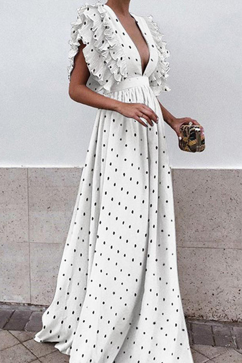 Vine and Dandy Elegant Maxi Dress - 6 Colors White-dot