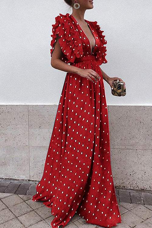 Vine and Dandy Elegant Maxi Dress - 6 Colors Red-dot