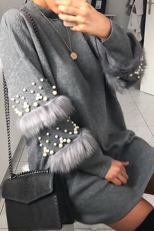Never Stop Loving You Fluffy Knit Mini Dress - 3 Colors Grey