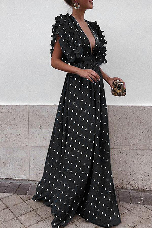 Vine and Dandy Elegant Maxi Dress - 6 Colors Black-dot