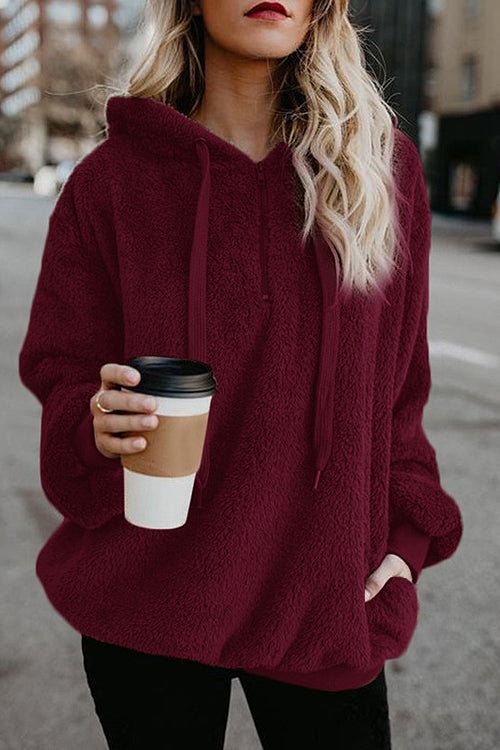 Closer to You Zip Fur Hoodie Wine