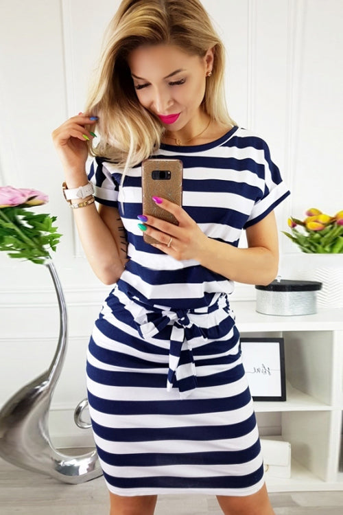 Pocket Rise to the Occasion Dress - 8 Colors Navy-stripe