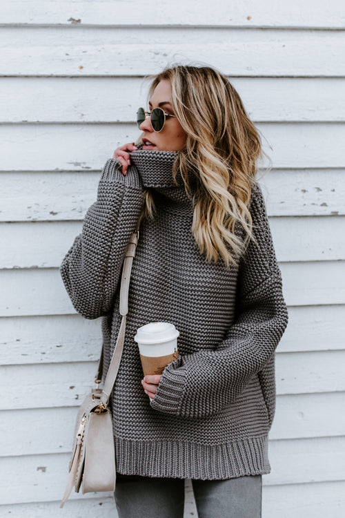 Suri Light High-Neck Sweater - 6 Colors Grey
