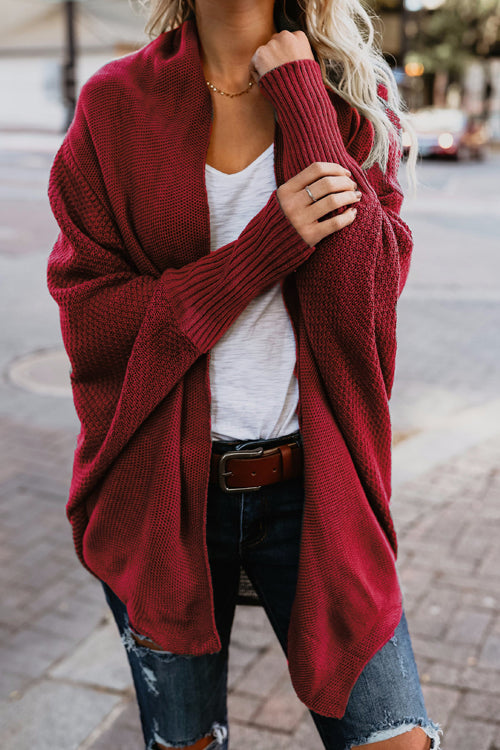Cozy Cutie Bat-wing Sleeve Sweater Cardigan One Size Red