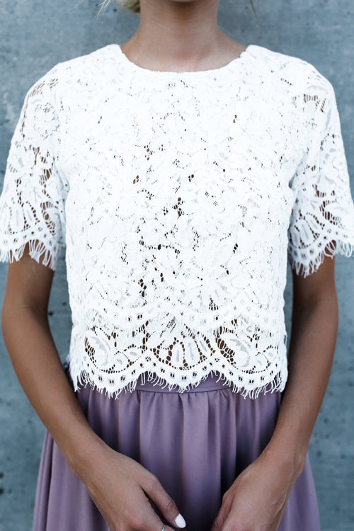 Marry Me Lace Short Sleeve Top - 3 Colors White