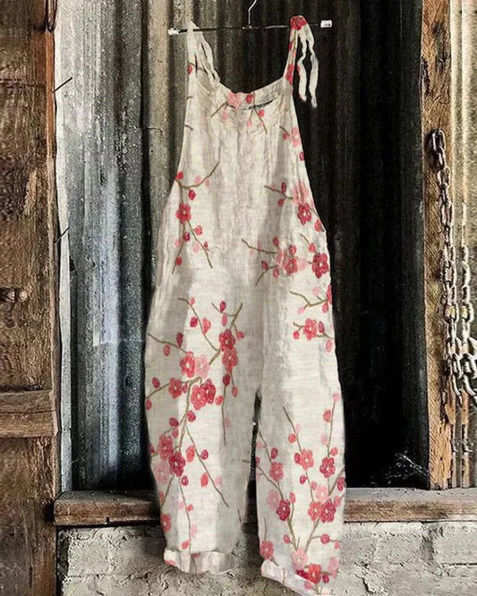Marini™ | Japanese Retro Jumpsuit in Plum Blossom Art