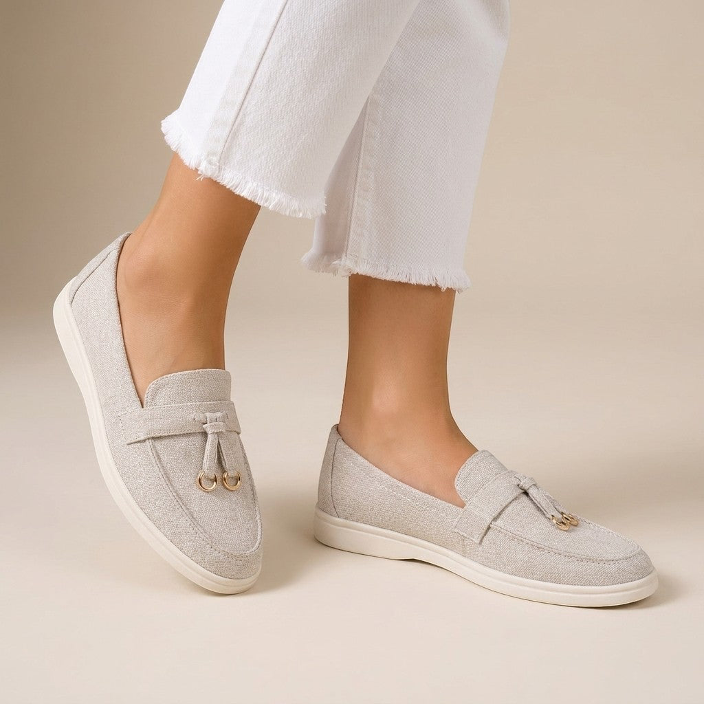 Liezel — Elegant Suede Loafers With Classic Slip-On Tassel Accent Design Khaki