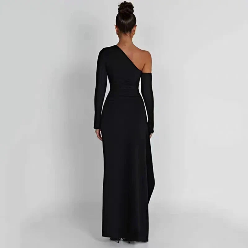 Rhea | One-Shoulder Split Gown