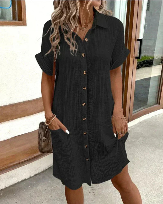 Hailey - Women’s Retro Cotton Shirt Dress