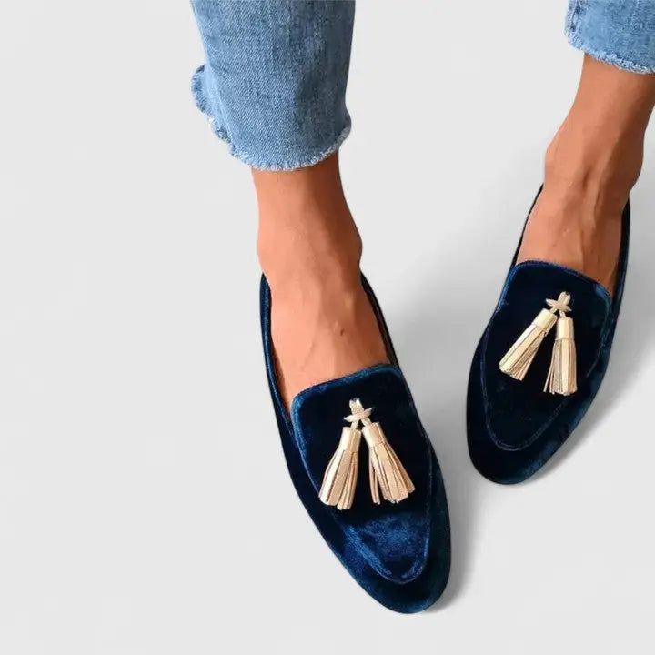 Blackelegance — Black Leather Loafers With Elegant Comfortable Slip-On Design Blue